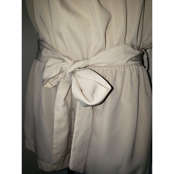 Forever 21 Lace & Tie Bow Belt Cream Jumpsuit Romper Women Size Medium M - Picture 4 of 11